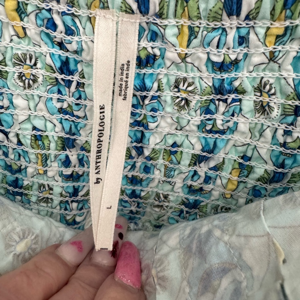 Anthropologie Floral Blue and Green Dress - Picture 7 of 10